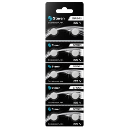 Pila de Óxido de Plata Steren SR921 1.55Vcc 22mAh Uso Múltiple