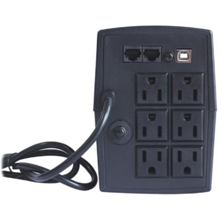 UPS Smartbitt Smart Interactive SBNB1000USB 1000VA/500 Watts 6 Outlets Telephone Line Protection RJ-1 USB Port