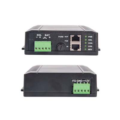 Controlador Solar POE, Entrada 24 Vcc Hasta dos Paneles Solares de 125 Watts (en Serie), Salida PoE Pasivo en 24 Vcc Hasta 20 Watts Máximo.