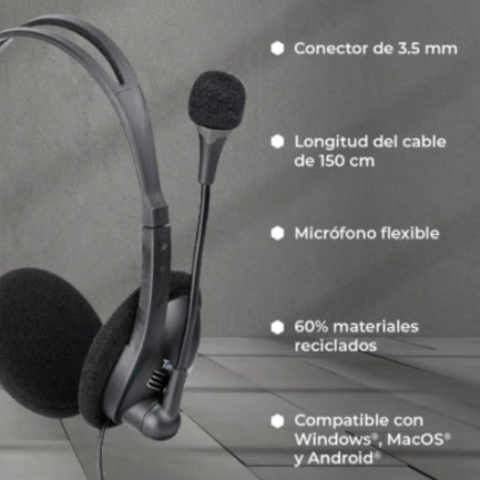 Diadema TechZone con Microfono y ConexionN 3.55mm