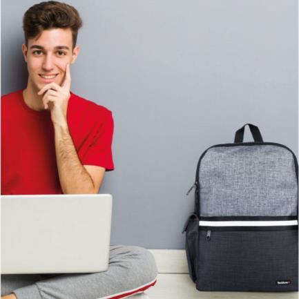 Mochila TechZone para Laptop 15.6" Múltiples Compartimientos Color Negro con Gris