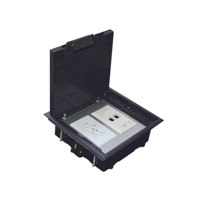 Caja de Piso para Dos Módulos Universales (Socket M2), para Alimentación Eléctrica y Redes de Datos (11000-33401) No Incluye Faceplates