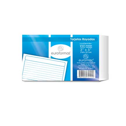 3x5 EUROFORMAS LINED BIBLIOGRAPHIC CARD C/100