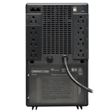 UPS Tripp Lite 1500VA USB 8 Outlets RJ 8CAB Tower Black