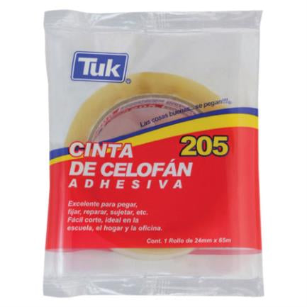 Tuk 205 Transparent Adhesive Tape 24mmx65m Pk/6