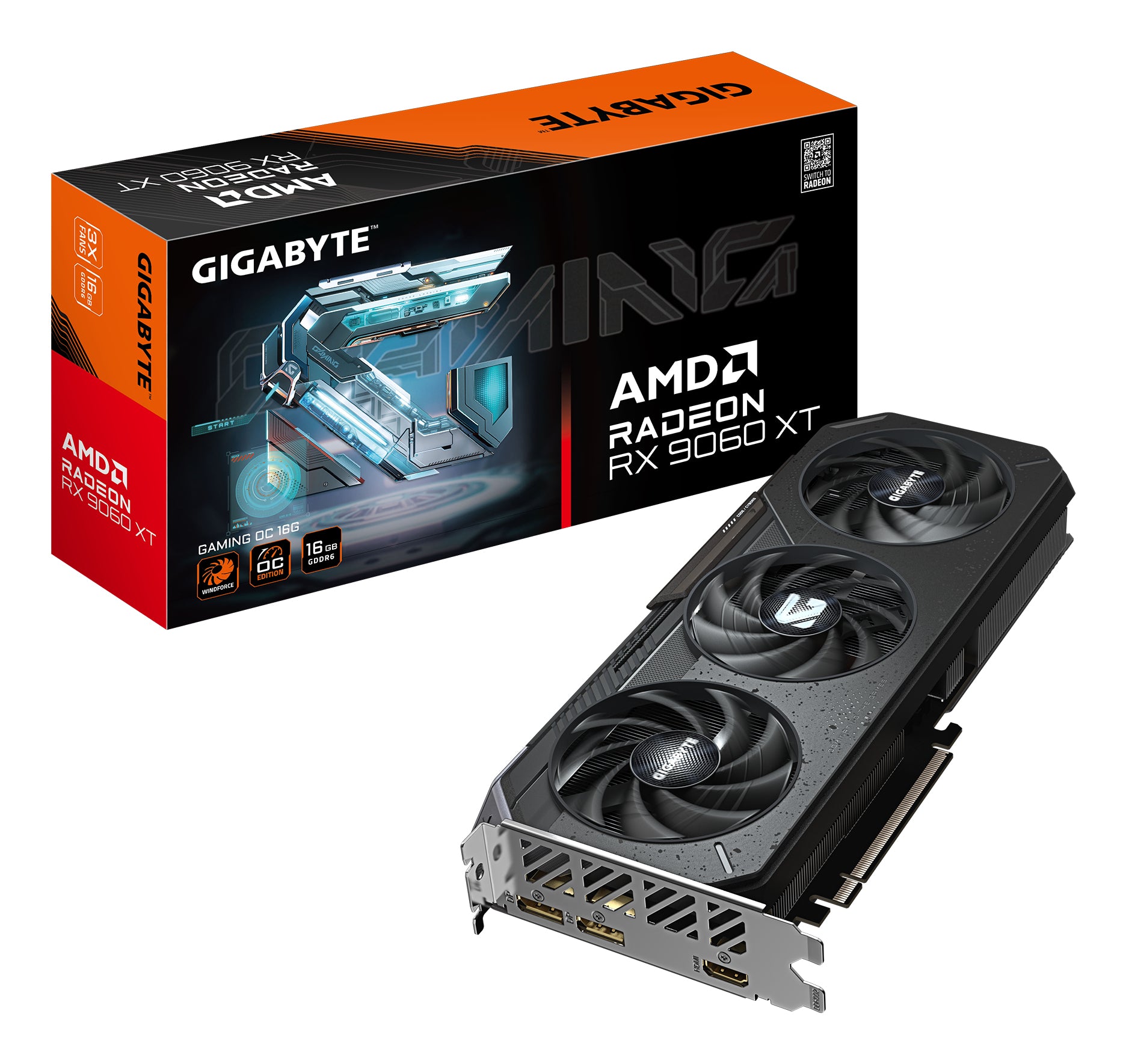 Video Card Gigabyte Gaming Radeon RX9060 XT OC 16GB Triple Fan GDDR6 128 bit PCIe 5.0 1xHDMI 2xDP