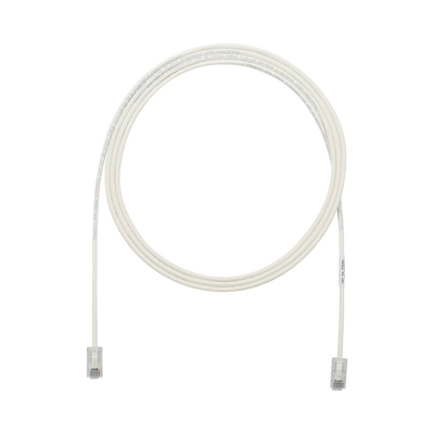 Cable de Parcheo UTP Cat6A, CM/LSZH, Diámetro Reducido (28AWG), Color Blanco Mate, 4.57 Metros (15 Pies)
