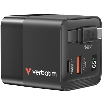 Verbatim 65W GaN Charger with Retractable Cable