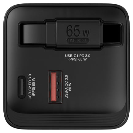 Verbatim 65W GaN Charger with Retractable Cable