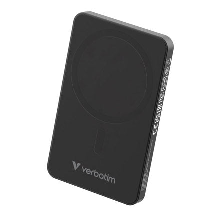 Verbatim Charge and Go Essential Magnetic Power Bank 5000 mAh Wireless Charging Black