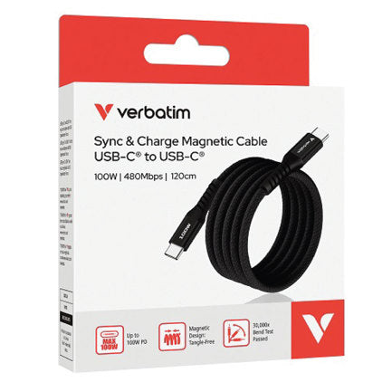 Verbatim Compact Magnetic Cable 100W 12cm Black