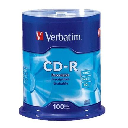 VERBATIM CD-R 52X 80MIN 700MB DISC PK/100