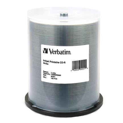 VERBATIM CD-R White Inkjet Printable HUB C/100