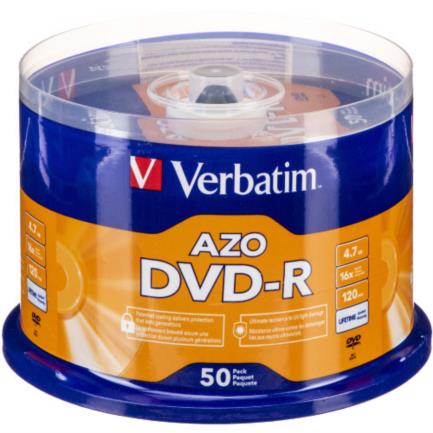 Verbatim AZO DVD-R 4.7GB/120min 16X Tray VL Spindle C/50