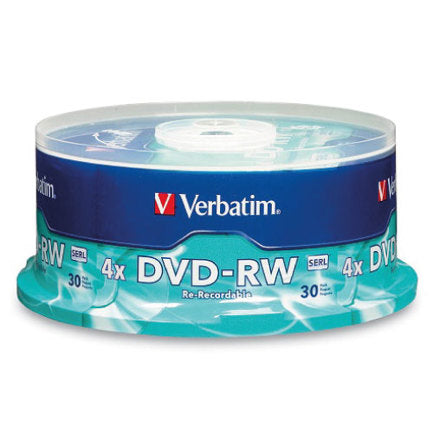 VERBATIM DVD-RW 4.7GB 4X 120 minutes W/Tray Spindle C/30