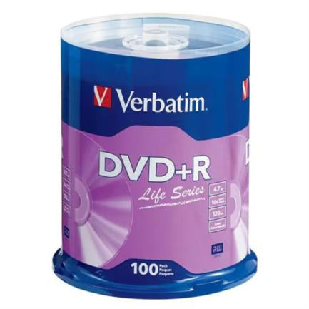 DVD+R Verbatim Life Series 16X 4.7GB 100-Pack Spindle