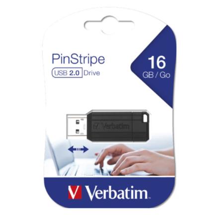 VERBATIM Flash 2.0 PinStripe 16GB USB Drive - Black