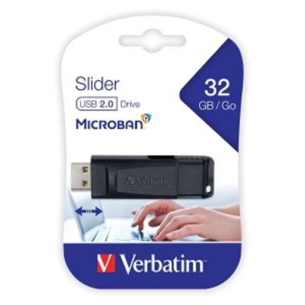 VERBATIM Flash 2.0 Slider 32GB USB Drive - Black