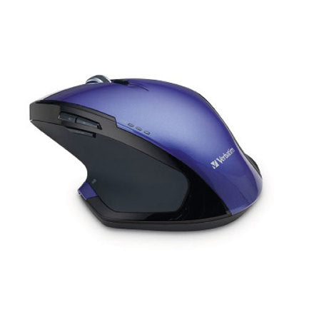 VERBATIM 8-Button Blue LED Ergonomic Wireless Mouse with DPI Control. Purple
