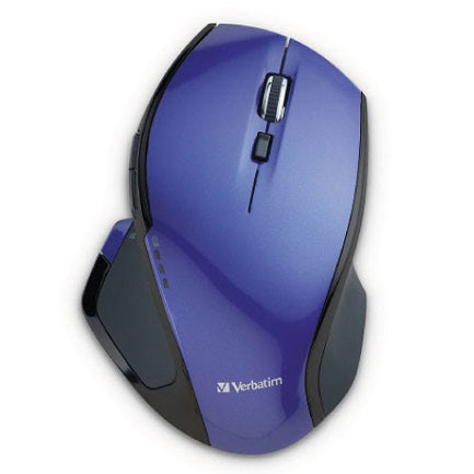 VERBATIM 8-Button Blue LED Ergonomic Wireless Mouse with DPI Control. Purple