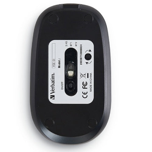 VERBATIM Wireless Rechargeable Multi-Device Mouse USB-C to USB-A - Black