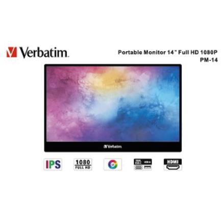Verbatim 14" Portable Touch Monitor Full HD 1080p 1920x1080 IPS HDMI/USB Resolution