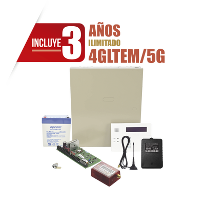 (3 Años 4GLTEM/5G ILIMITADO INCLUIDO)  Kit Vista48LA con comunicador 4GLTEM/5G MN01, Teclado, Gabinete, Batería y Transformador