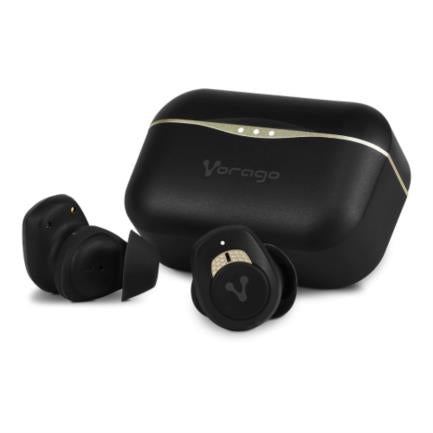 Vorago ESB-600-ANC Bluetooth TWS IPX5 Touch Active Noise Cancellation Earbuds with Charging Case, Black