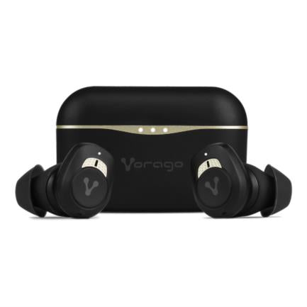 Vorago ESB-600-ANC Bluetooth TWS IPX5 Touch Active Noise Cancellation Earbuds with Charging Case, Black