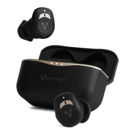 Vorago ESB-600-ANC Bluetooth TWS IPX5 Touch Active Noise Cancellation Earbuds with Charging Case, Black