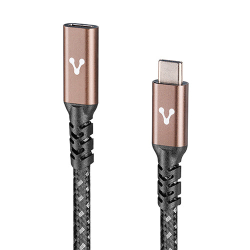 Vorago CAB-127 Type-C Female to Type-C Male Extension Cable 1 Meter 100W Black