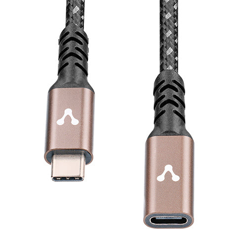 Vorago CAB-127 Type-C Female to Type-C Male Extension Cable 1 Meter 100W Black