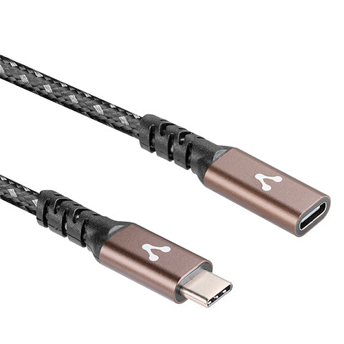Vorago CAB-127 Type-C Female to Type-C Male Extension Cable 1 Meter 100W Black