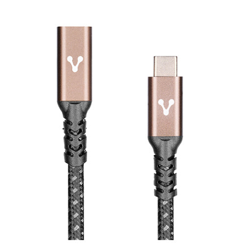 Vorago CAB-127 Type-C Female to Type-C Male Extension Cable 1 Meter 100W Black