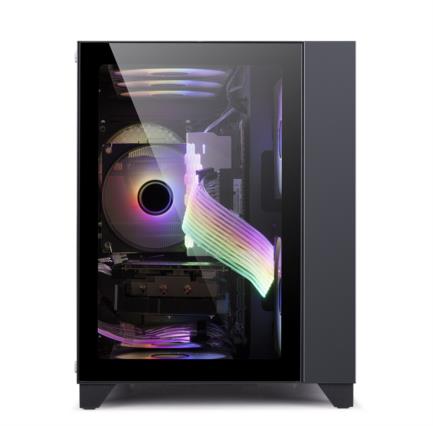 Game Factor CSG570 mATX Fishtank Case Dual Tempered Glass USB 2.0/3.0 120mm Black