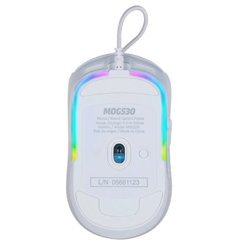 Mouse Game Factor MOG530 Carcasas Intercambiables Pixart 3327 12.000 DPI RGB USB Blanco