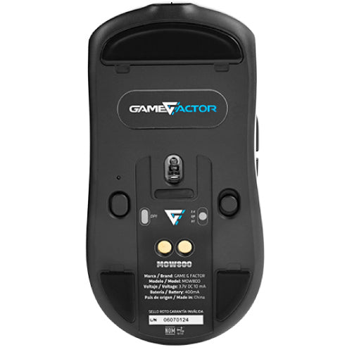 Mouse Game Factor MOW800 Inalambrico Wireless 2.4G BT Pixart 3395 26.000 DPI 4K HZ Base RGB Ultra Ligero 56G Blanco