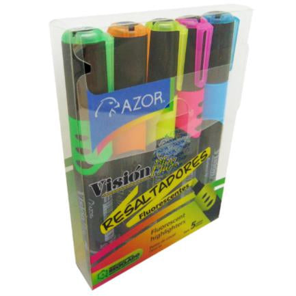 Highlighter Marker Vision Plus Assorted Colors Case W/5 Pcs