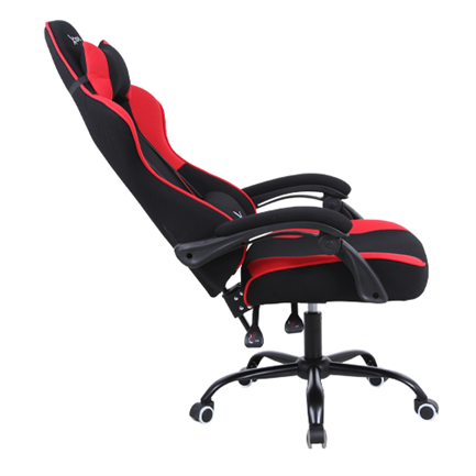Silla Gamer Xzeal XZ20 Tela Foam Reclinable 140° Base Metal Piston Clase 3 115Kgs Brazos Fijos Negro-Rojo
