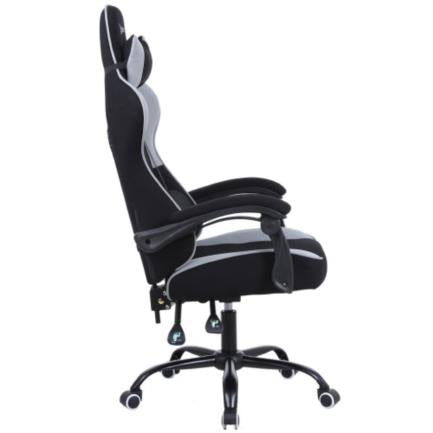 Silla Gamer Xzeal XZ20 Tela Foam Reclinable 140° Base de Metal Piston Clase 3 115Kgs Brazos Fijos Negro-Gris