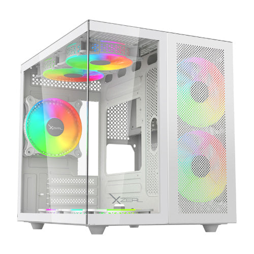 Xzeal CUBO Mini-Tower Micro-ATX/Mini-ITX Case USB 2.0/3.0 No PSU 3 Pre-installed Fans White