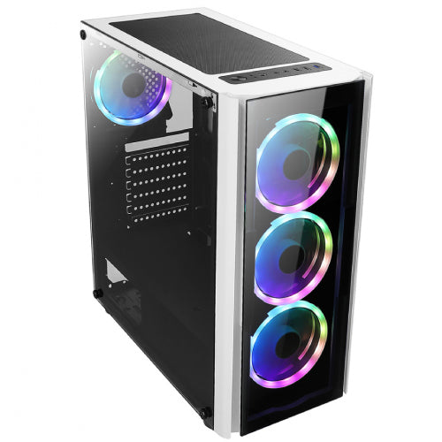 Xzeal XZ110 Midi-Tower ATX/Micro-ATX/Mini-ITX USB 2.0/3.0 Case, No PSU, 3 Fans Pre-installed, Black/White