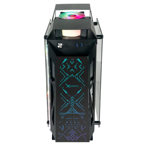 Gabinete Gamer Micro Tower Xzeal IR02 M-ATX Panel Izq -Der Vidrio Metal USB1.0/USD3.0 /3.5mm 4ARGB Fans 1HUB Negro RGB