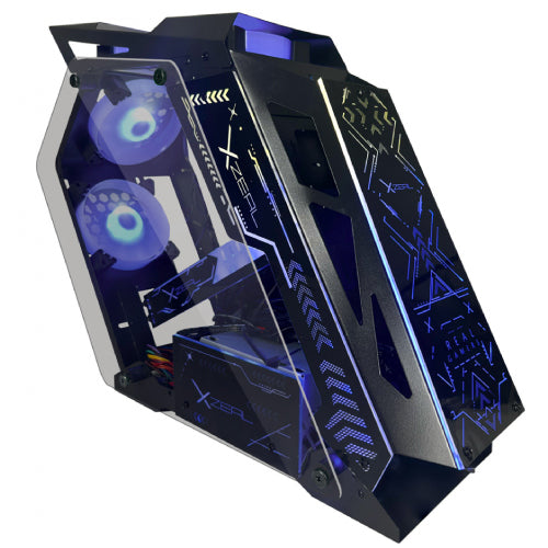 Gabinete Gamer Micro Tower Xzeal IR02 M-ATX Panel Izq -Der Vidrio Metal USB1.0/USD3.0 /3.5mm 4ARGB Fans 1HUB Negro RGB