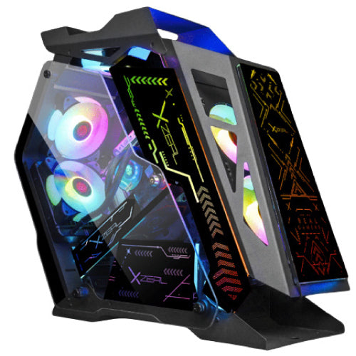 Xzeal IR02 Micro Tower Gaming Case M-ATX Left-Right Glass Panel Metal USB 1.0/USB 3.0/3.5mm 4 ARGB Fans 1HUB Black RGB
