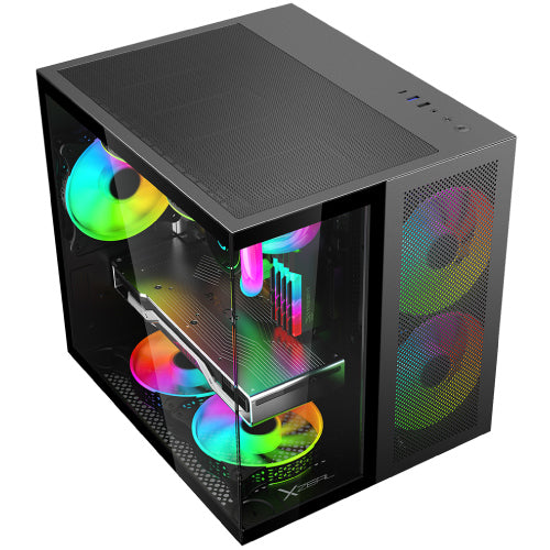 Xzeal CUBO Mini-Tower Micro-ATX/Mini-ITX Case USB 2.0/3.0 No PSU 3 Fans Installed Black
