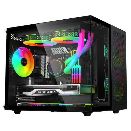 Xzeal CUBO Mini-Tower Micro-ATX/Mini-ITX Case USB 2.0/3.0 No PSU 3 Fans Installed Black
