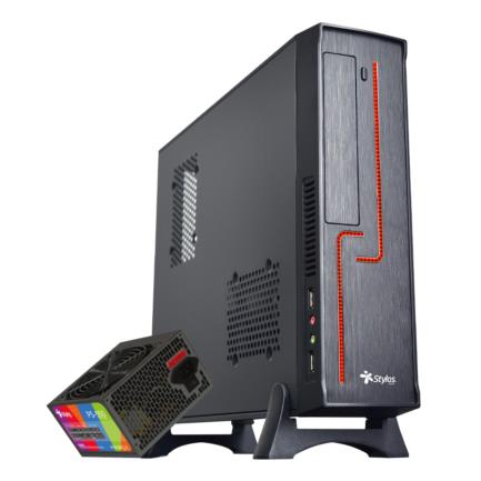 Keelan Slim ITX Office Cabinet Stylos 2xUSB 1.0 1xUSB 3.0 port 3.5mm red line with 550W power supply