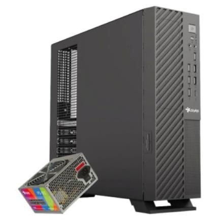 Gabinete Oficina Mince Slim ITX Stylos 4xUSB 2.0 2xUSB 3.0 1xTipo C Puerto 3.5mm con Fuente de Poder 550W