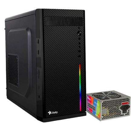 Secai Stylos Micro Tower Office Case 2xUSB 1.0 1xUSB 3.0 3.5mm port RGB with 550W power supply
